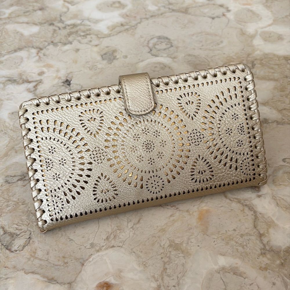 Madison West Travel Collection Large Passport Wallet - Laser Cut Rose Gold
